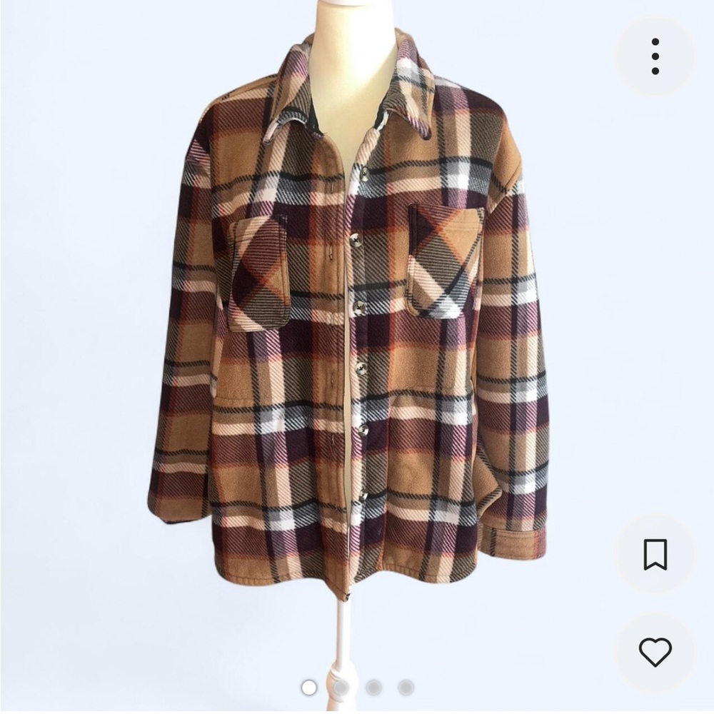 HFX Plaid Sherpa Shacket Size XL